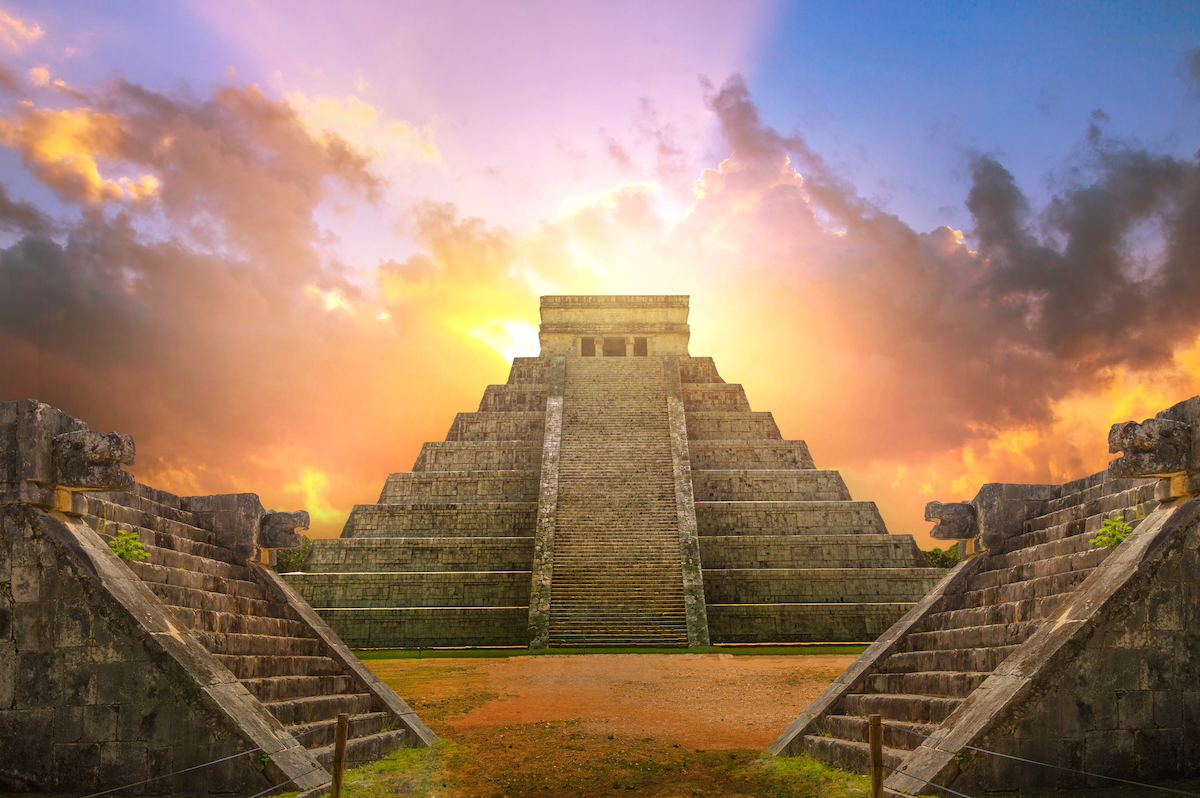 concept image of Mayan pyramids at Chichen Itza