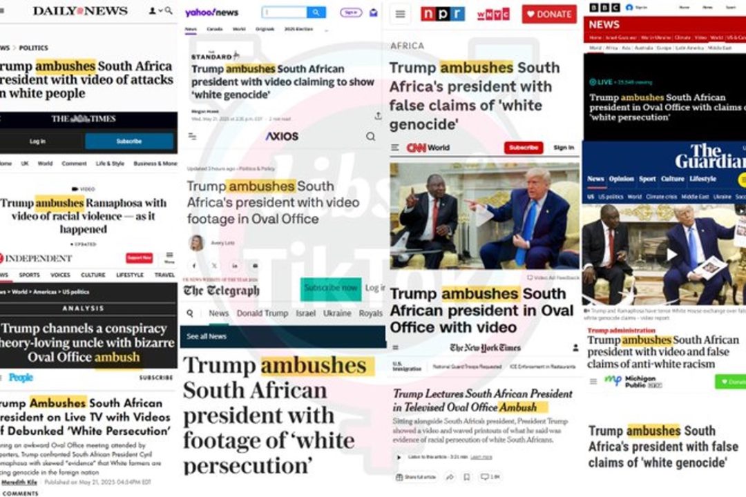 Hate-Trump Media Outlets Use Identical Words in Headlines About Trump’s Meeting With South African President